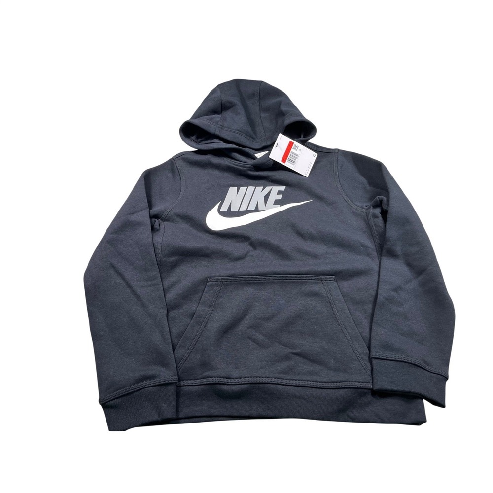 NWT Nike Boys Large Club Fleece Hoodie Black Pullover Sweatshirt